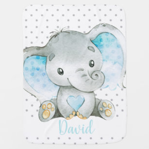 Mantita Para Bebé Niño elefante azul