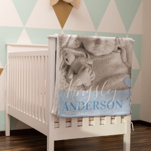 Mantita Para Bebé Nombre de bebé azul elefante lindo, estadísticas d