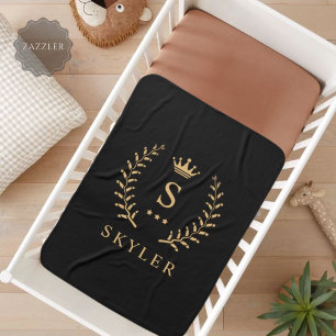 Mantita Para Bebé Nombre del personalizar y Monograma inicial de oro