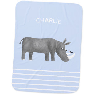 Mantita Para Bebé Nombre personalizado de rinoceronte rinoceronte an