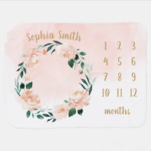 Nombre personalizado Hija Floral Bebé Mes Hito