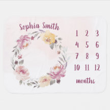Nombre personalizado Hija Floral Bebé Mes Hito