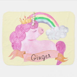 Mantita Para Bebé Nombre personalizado 🌈 Rainbow Unicorn      