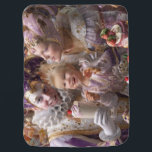 Mantita Para Bebé Paño de bebé<br><div class="desc">Why is this image special?"This piece is exclusive to Zazzle, featuring a whimsical Harlequin family surrounded by delicious desserts in a magical 3D photography style. The design incorporates personalized elements like a wooden box, candle box, and chocolate box, perfect for godparents, girl's birthdays, and home decor. Soft lilac and pastel...</div>