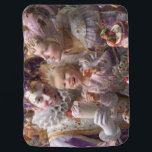 Mantita Para Bebé Paño de bebé<br><div class="desc">Why is this image special?"This piece is exclusive to Zazzle, featuring a whimsical Harlequin family surrounded by delicious desserts in a magical 3D photography style. The design incorporates personalized elements like a wooden box, candle box, and chocolate box, perfect for godparents, girl's birthdays, and home decor. Soft lilac and pastel...</div>