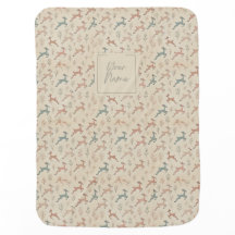 Personalisierbare Babydecke mit zartem Rehmuster