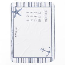 Personalizado Blue Beach Milestone Blanket