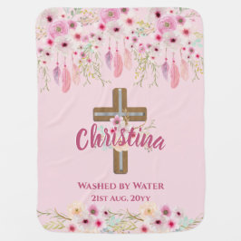 Mantita Para Bebé Personalizado Chicas de Boho Floral Rosa BAPTISM B