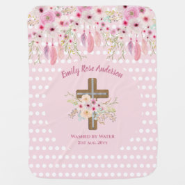 Mantita Para Bebé Personalizado Chicas de Boho Floral Rosa BAPTISM B