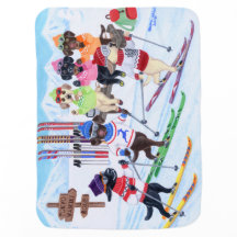 Pintura de esquí nórdica de Labradors