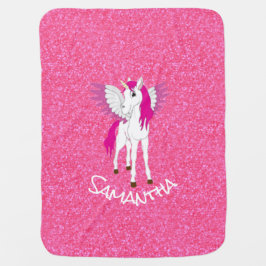 Mantita Para Bebé Purpurina Rosa Unicorn Baby Blanket