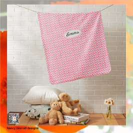 Mantita Para Bebé Rectángulos rojos de aspecto trenzado blanco