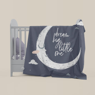 Mantita Para Bebé Soñar una luna grande pequeña + nubes personalizad