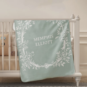 Mantita Para Bebé Verde floral vintage