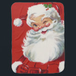 Mantita Para Bebé Vintage Christmas, Jolly Winking Santa Claus<br><div class="desc">Diseño de vacaciones de Navidades de ilustracion de época con un feliz y alegre Santa Claus usando un gorra y guiñando el ojo como si tuviera un secreto. Ho,  ho,  ho,  ¡Feliz Navidad!</div>
