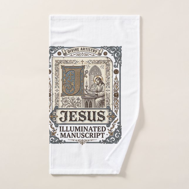 Manuscrito de Jesús Fe Católica Vintage (Toalla de mano)