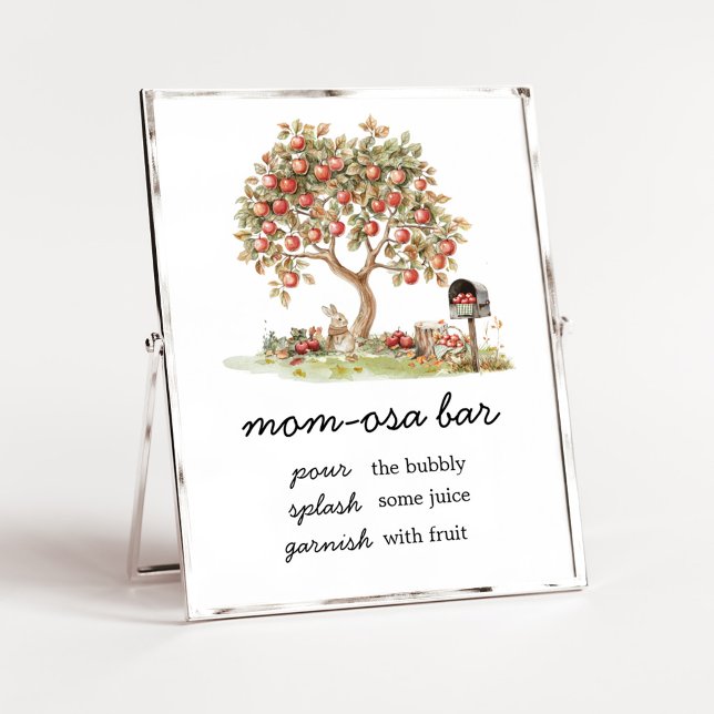 Manzana de Otoño de Nuestros Ojos Señal de Bar de  (Fall Apple Tree Baby Shower Mom Osa Bar Sign)
