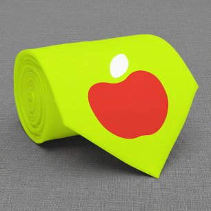 manzana roja con corbata amarilla neón