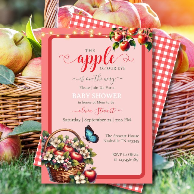 Manzana roja de mi ojo bebé invitaciones a la duch (Subido por el creador)