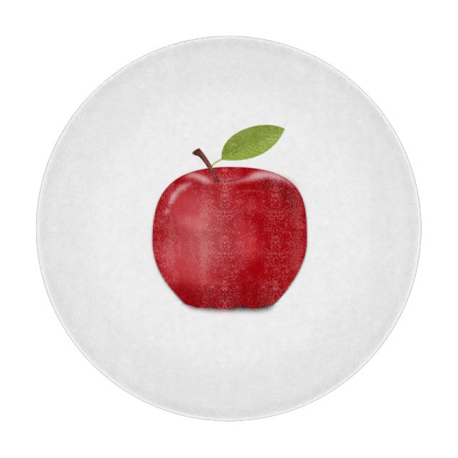 Manzana Roja en Tabla de Cortar Blanca (Anverso)