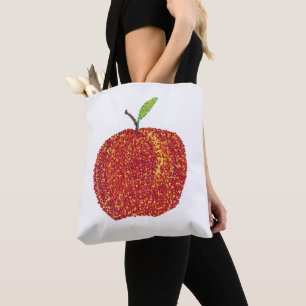 Manzana roja entera madura en bolsas de puntillism