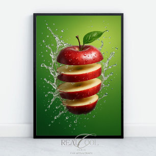 Manzana Roja Flotante con Salpicadura de Agua Arte