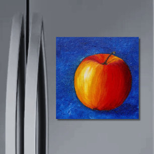 Manzana roja - imán de pintura de vida fija