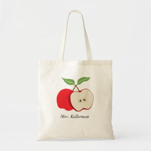 Manzana roja moderna con bolsa de té con nombre de