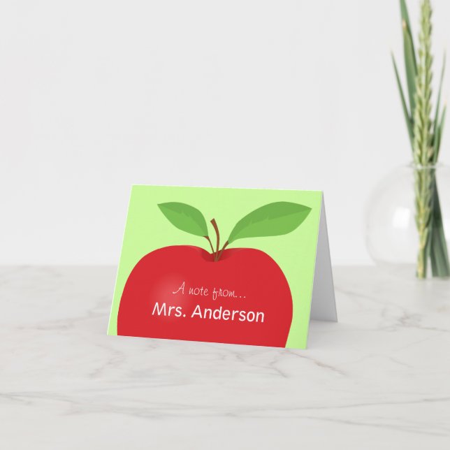 Manzana roja Una nota del profesor notecard (Anverso)