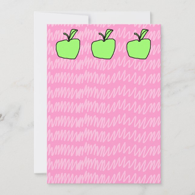 Manzana verde con fondo estampado. (Anverso)
