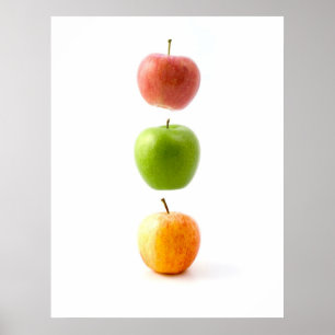 Manzanas El Poster De Arte De Frutas Flotantes Pro