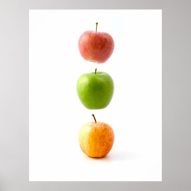 Manzanas El Poster De Arte De Frutas Flotantes Pro (Frente)