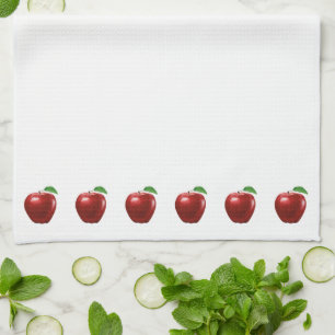 Manzanas Rojas Hermosas sobre Toalla Blanca de Coc