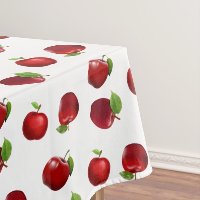 Manzanas rojas sobre mantel blanco (In Situ)