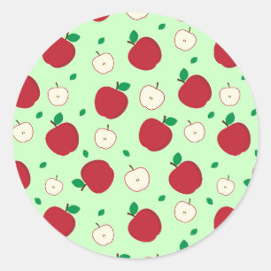 Manzanas rojas y manzanas a la mitad Pegatina redo