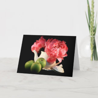 Manzanas Verdes Y Tarjetas De Saludo De Peonies