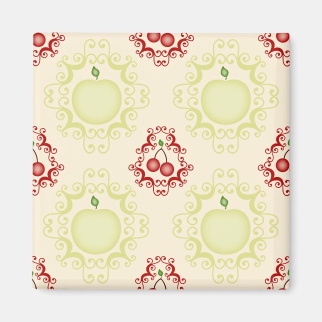Manzanas y cerezas con imanes de desplazamiento ve (Frente)