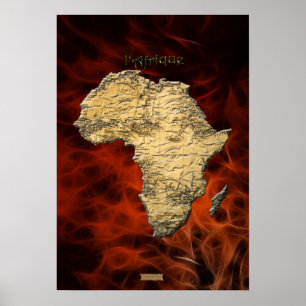 MAP 3D AFRICANO Poster de Arte Fractal Rojo