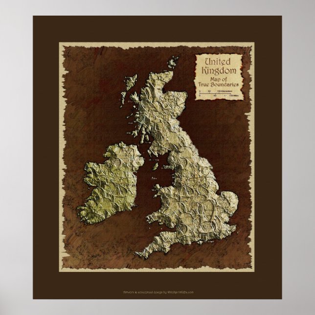 MAP del Poster de arte de mapas del Reino Unido (Frente)