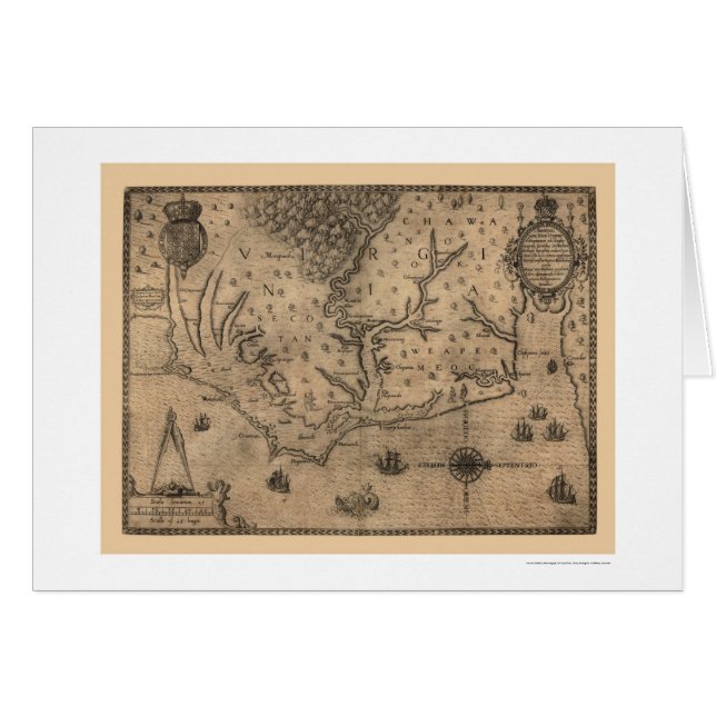 Mapa 1590 de Virginia de la bahía de Chesapeake (Anverso (Horizontal))