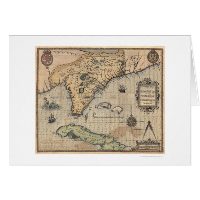 Mapa 1591 de Cuba y de la Florida (Anverso (Horizontal))