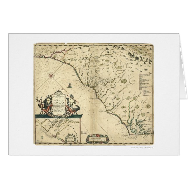 Mapa 1650 del país de Carolina (Anverso (Horizontal))