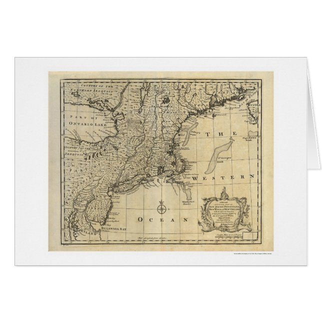 Mapa 1747 de Nueva Inglaterra New Jersey Nueva (Anverso (Horizontal))