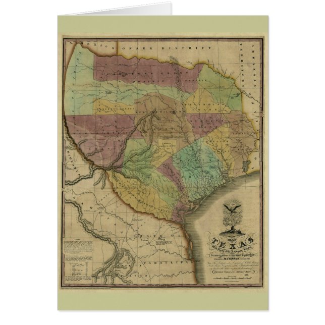 Mapa 1837 de Tejas con las partes de los estados (Frente)