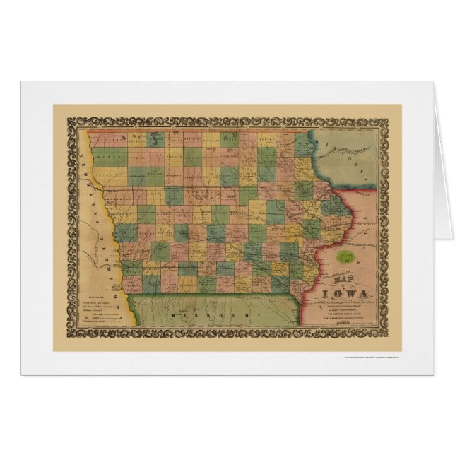 Mapa 1855 del tren de ferrocarril de Iowa (Anverso (Horizontal))