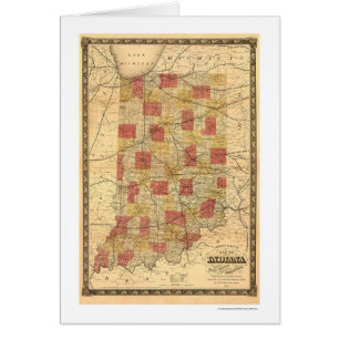 Mapa 1858 del tren de ferrocarril de Indiana