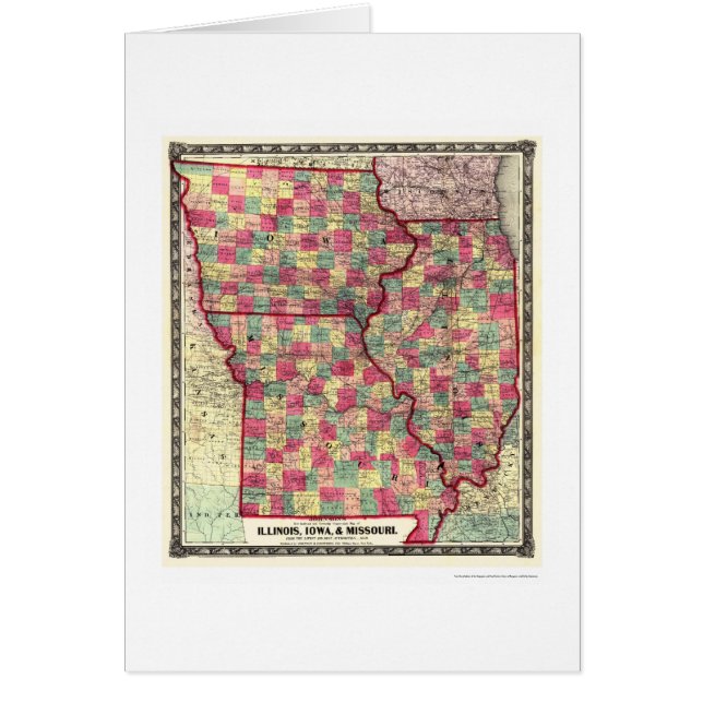 Mapa 1859 del ferrocarril de Illinois Iowa (Frente)