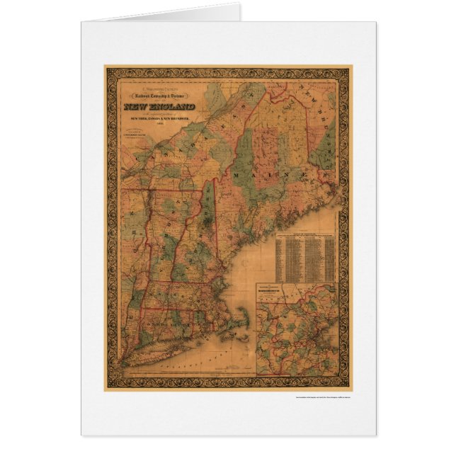 Mapa 1861 del ferrocarril de Nueva Inglaterra (Frente)