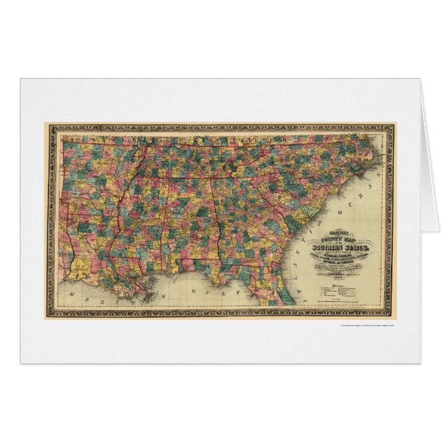 Mapa 1864 del ferrocarril de los estados sureños (Anverso (Horizontal))