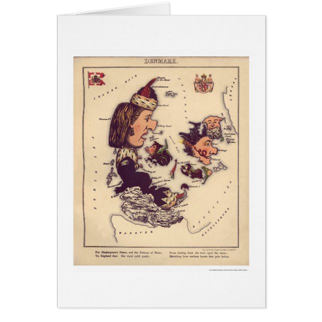 Mapa 1868 de la caricatura de Dinamarca (Frente)